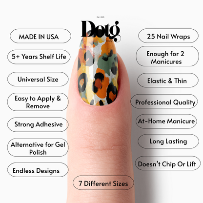 Abstract Leopard Nail Polish Wraps DIY Manicure & Pedicure Stickers Nail Decal Strips