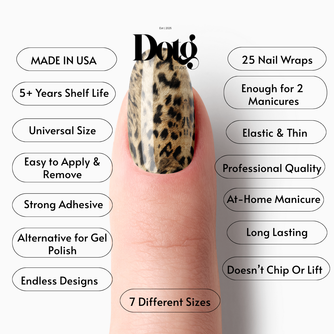 Classic Leopard Nail Polish Wraps DIY Manicure & Pedicure Animal Print Stickers Nail Decal Strips