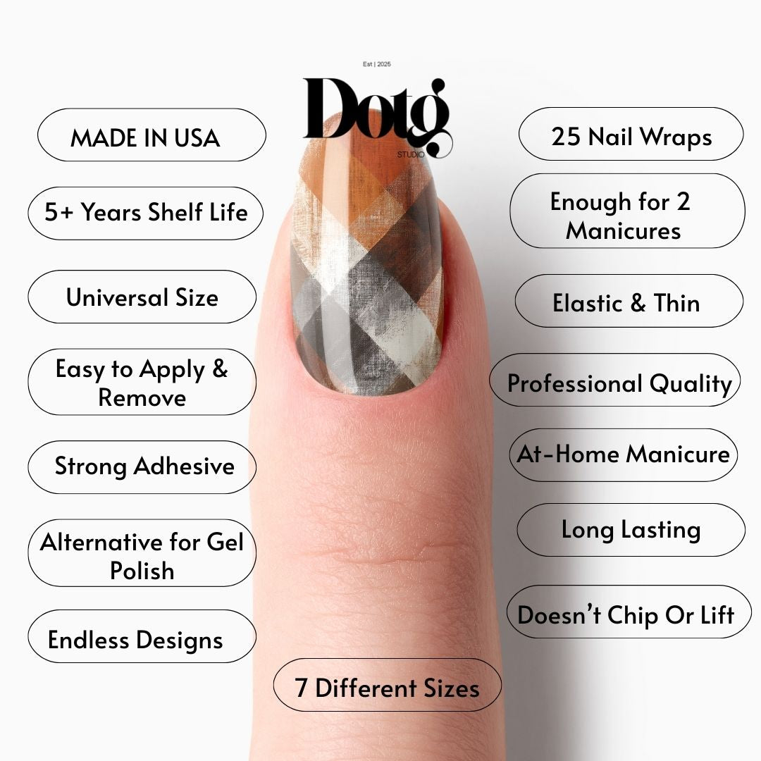 Rustic Plaid Nail Polish Wraps DIY Manicure Stickers Autumn Nail Decal Strips