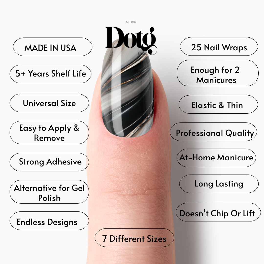 Black Marble Nail Wraps Abstract Pedicure & Manicure Stone Texture Design Nail Stickers Gel Alternative