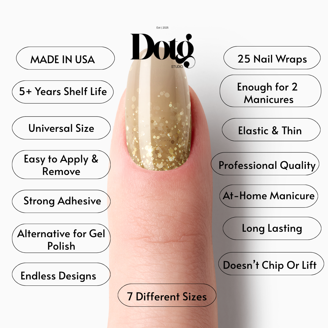 Gold Glitter Nail Polish Wraps DIY Manicure & Pedicure Glow Stickers Nail Decal Strips