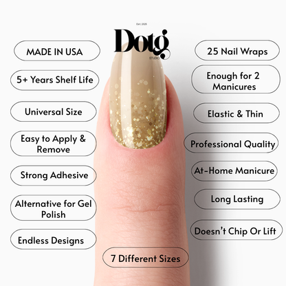 Gold Glitter Nail Polish Wraps DIY Manicure & Pedicure Glow Stickers Nail Decal Strips