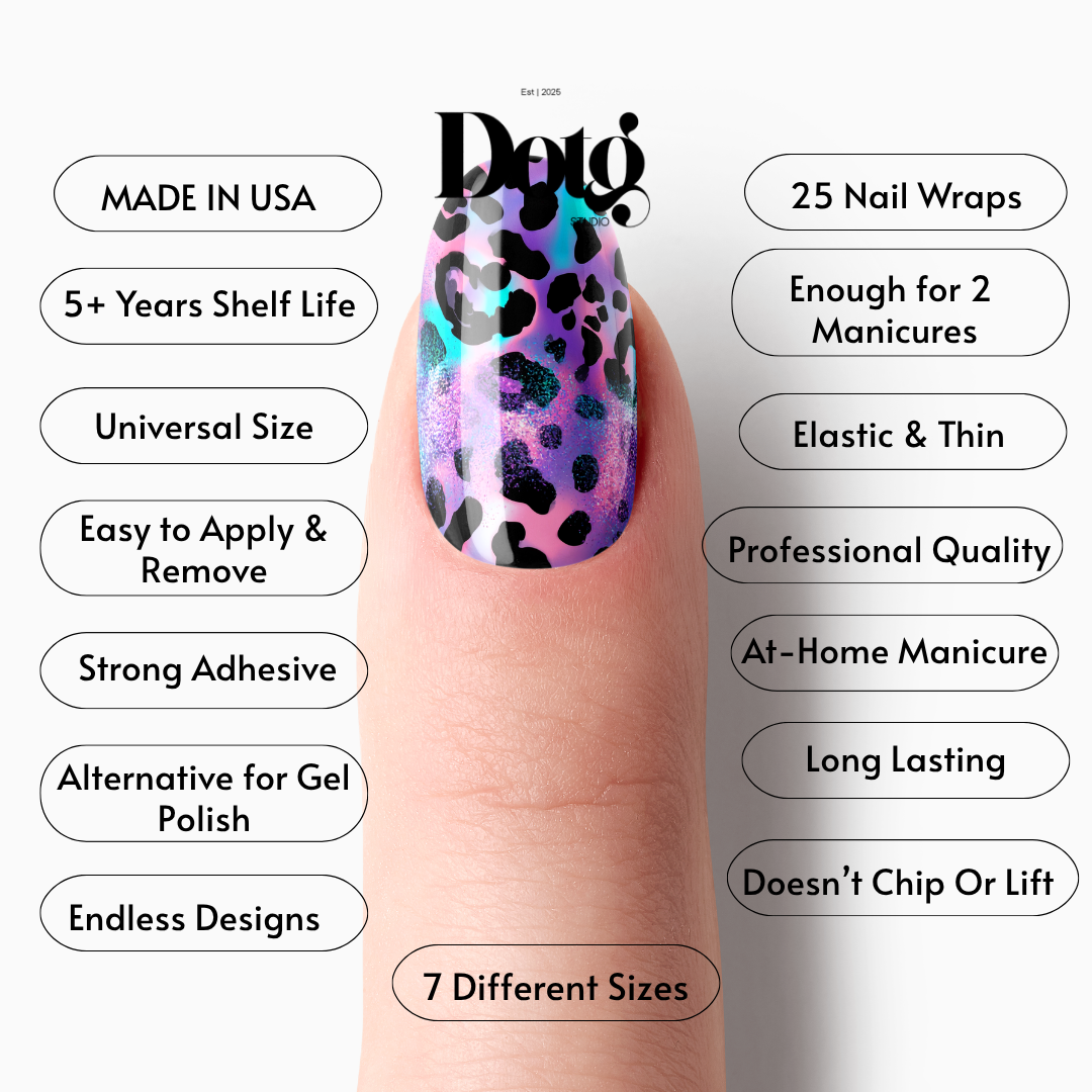 Fuchsia Leopard Nail Polish Wraps DIY Manicure & Pedicure  Iridescent Gradients Nail Stickers Decal Strips