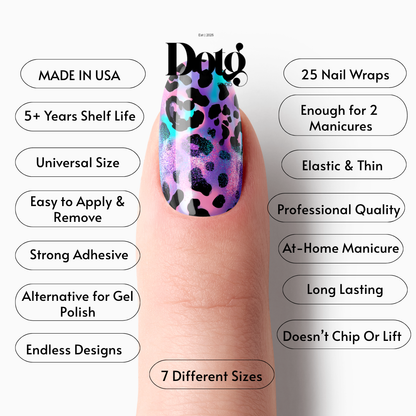 Fuchsia Leopard Nail Polish Wraps DIY Manicure & Pedicure  Iridescent Gradients Nail Stickers Decal Strips