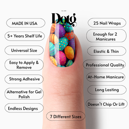Colorful Easter Eggs Nail Polish Wraps DIY Manicure & Pedicure Stickers Nail Decal Strips