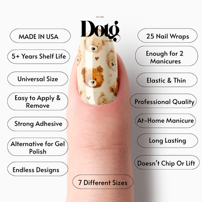 Teddy Bear Hearts Nail Polish Wraps DIY Manicure & Pedicure Stickers Nail Decal Strips