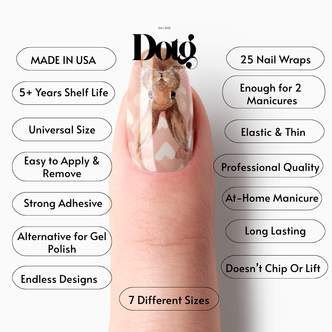 Easter Bunny Nail Polish Wraps DIY Manicure & Pedicure Stickers Nail Decal Strips