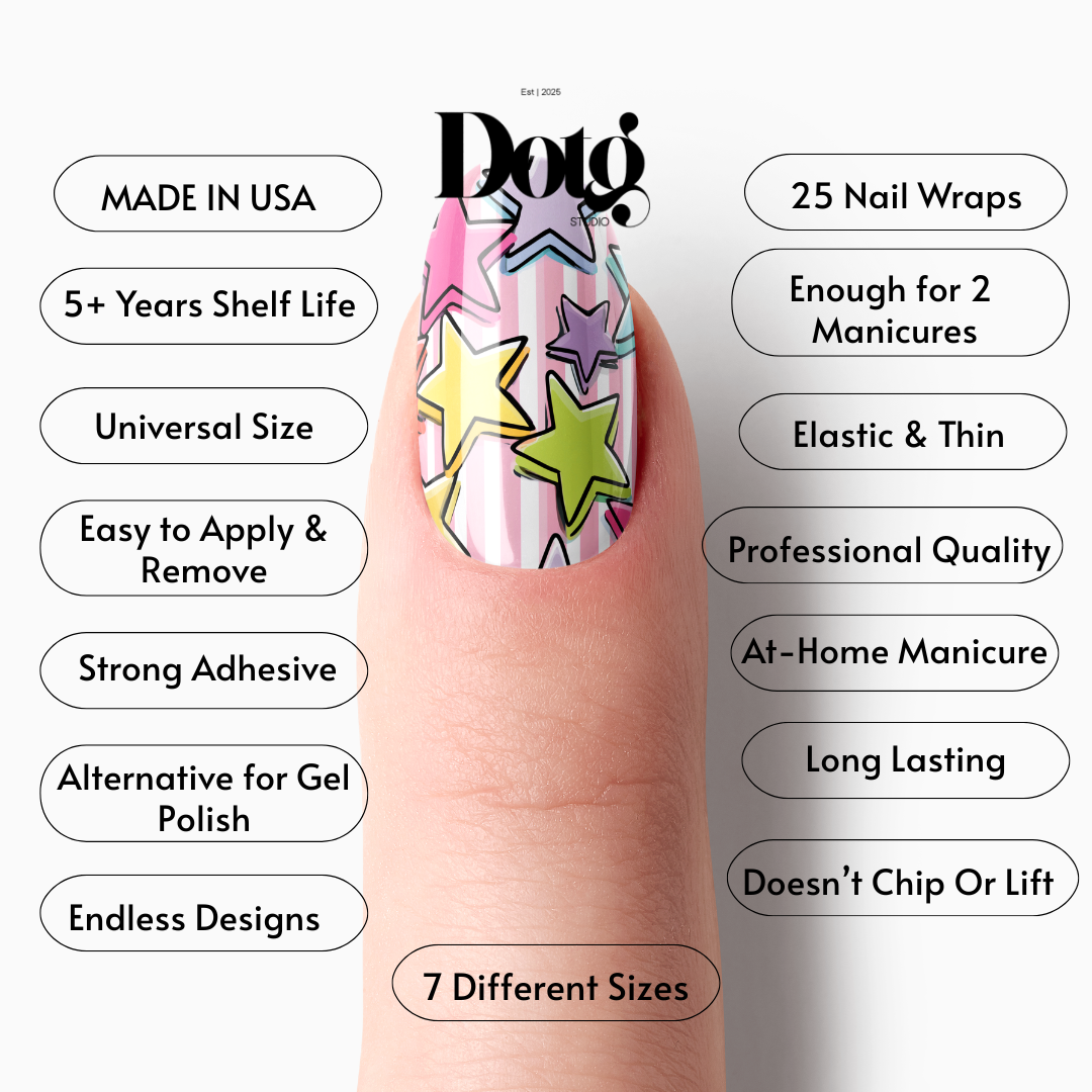 Stars Festival Nail Wraps DIY Manicure & Pedicure Retro Cartoon Nail Stickers Pop Art Strips