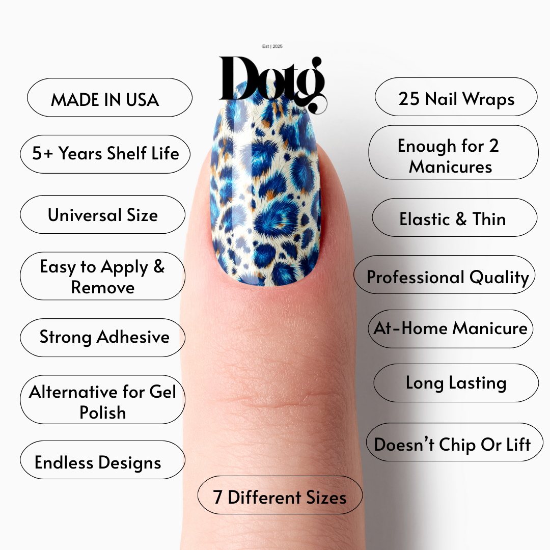 Fluffy Fur Leopard Nail Wraps DIY Manicure & Pedicure Nail Stickers Wild Decal Strips