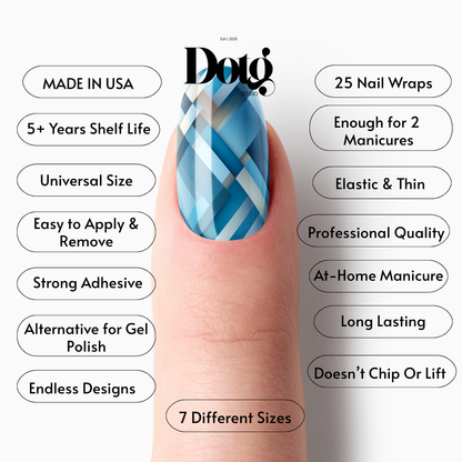 Blue Plaid Nail Wrap DIY Manicure & Pedicure Nail Stickers Decal Strips