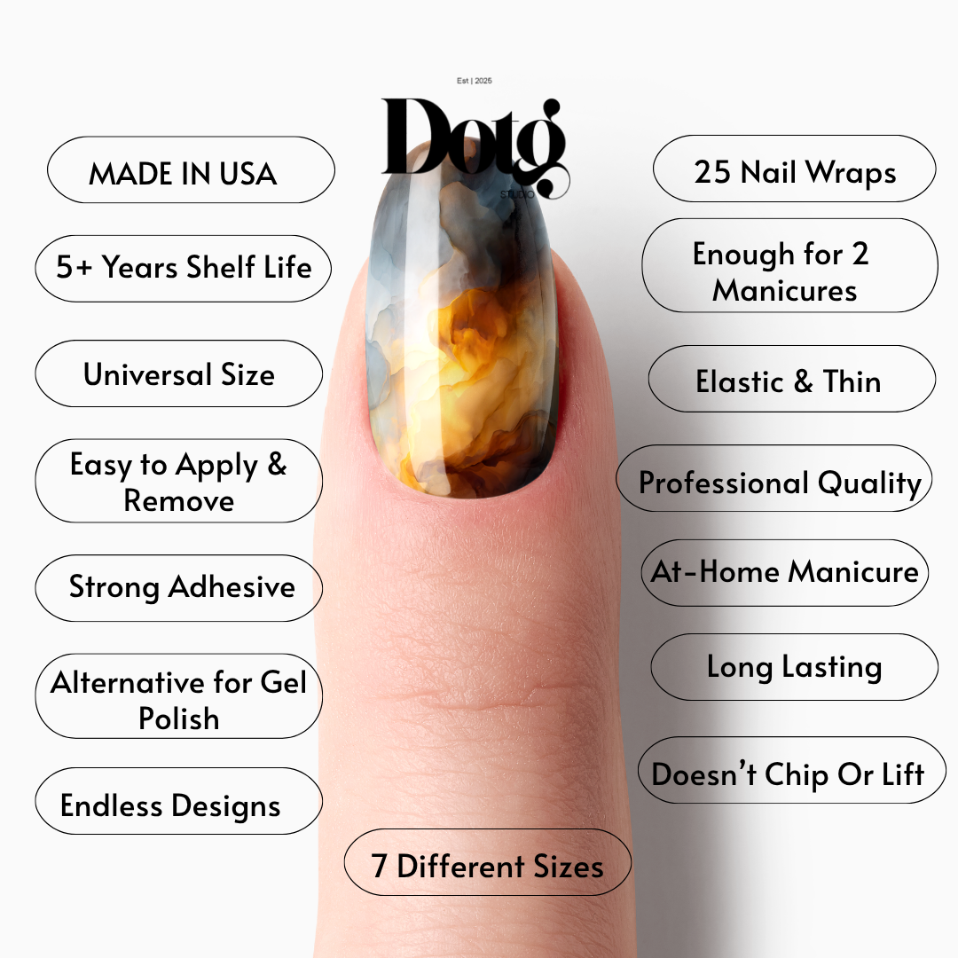 Amber Smoke Print Nail Polish Wraps DIY Manicure & Pedicure Floral Stickers Gift for Her