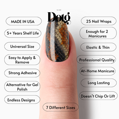 Onyx Snake Skin Nail Polish Wraps DIY Manicure & Pedicure Stickers Nail Decal Strips