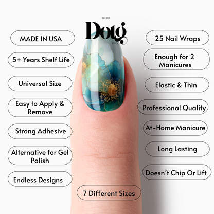 Aqua Bloom Nail Wraps DIY Manicure & Pedicure Nail Stickers Floral Garden Decal Strips