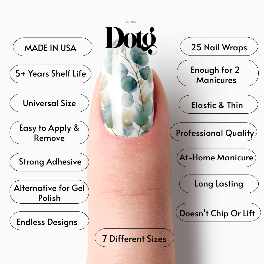 Eucalyptus Leaves Nail Polish Wraps DIY Manicure and Pedicure Stickers Nail Decal Strips
