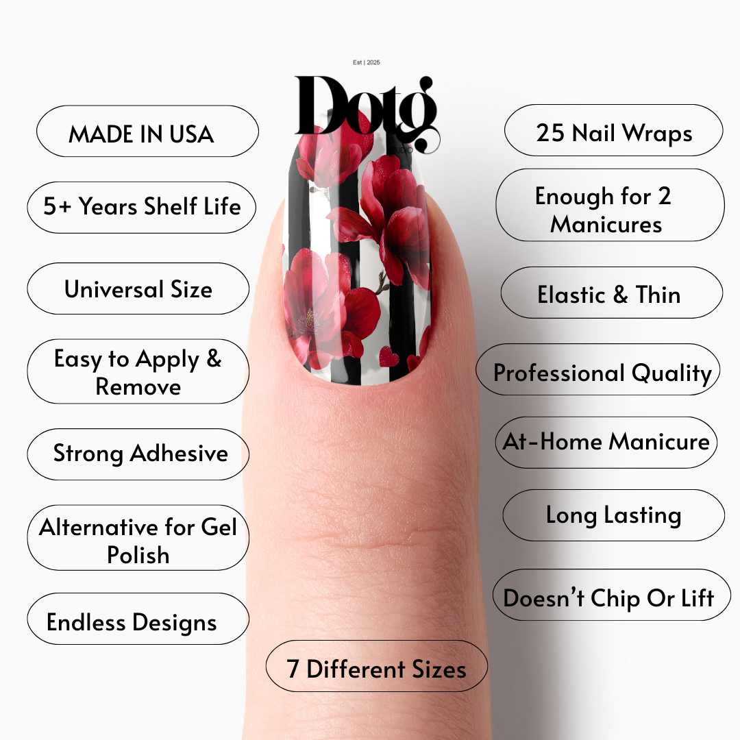Ruby Magnolia Nail Wraps DIY Manicure & Pedicure Nail Stickers Decal Strips