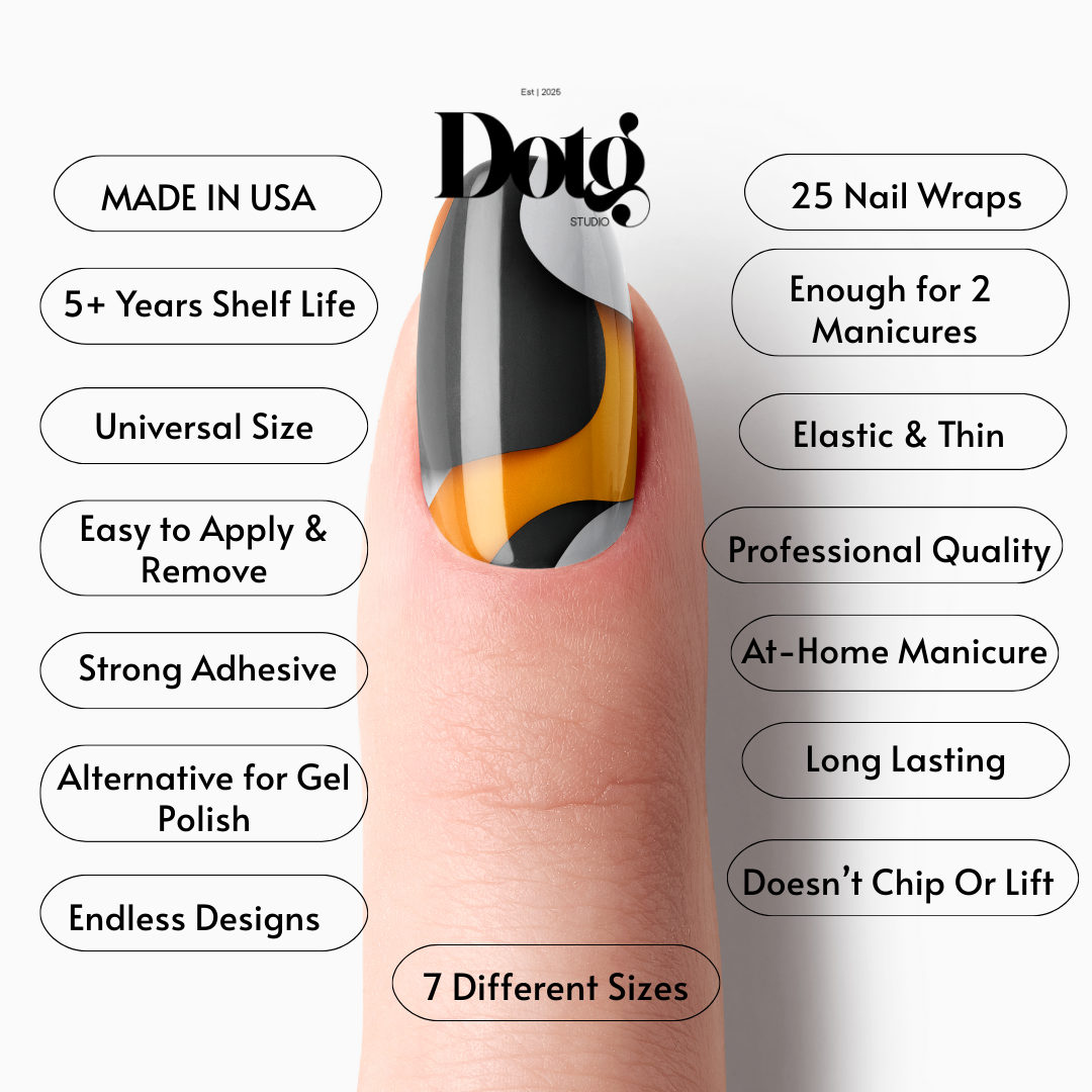 Abstract Orange-Black Nail Polish Wraps DIY Manicure Minimal Stickers Nail Decal Strips