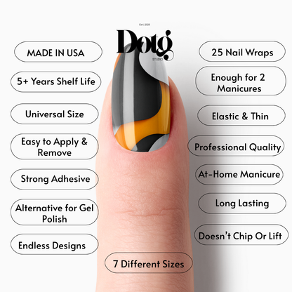 Abstract Orange-Black Nail Polish Wraps DIY Manicure Minimal Stickers Nail Decal Strips