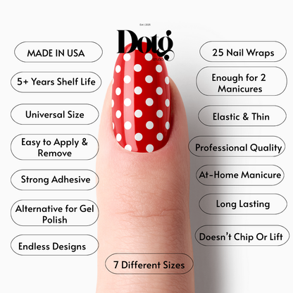 Red Polka-Dot Nail Wraps DIY Manicure Stickers Retro Nail Decal Strips