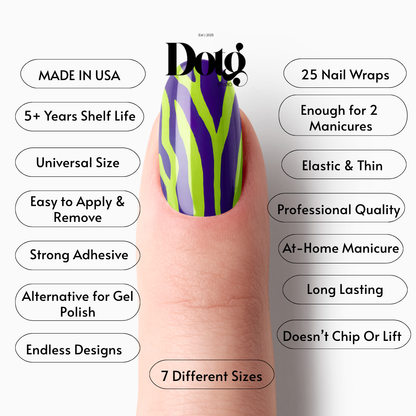 Purple Green Nail Polish Wraps DIY Manicure & Pedicure Animal Print Stickers Nail Decal Strips