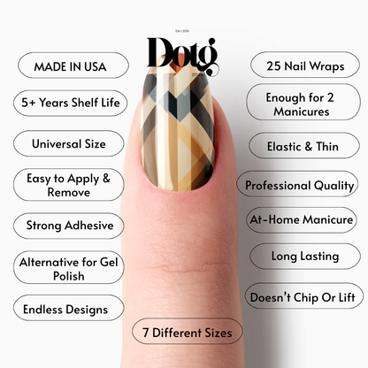 Beige Plaid Nail Wrap DIY Manicure & Pedicure Nail Stickers Decal Strips