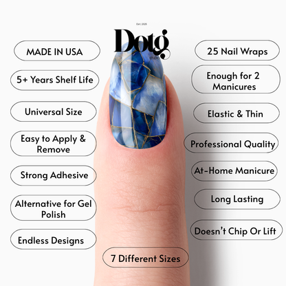 Blue Stone Nail Polish Wraps DIY Manicure & Pedicure Geometric Abstract Nail Stickers Decal Strips