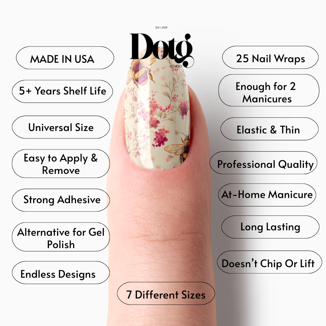HoneyBee Florals Nail Polish Wraps DIY Manicure & Pedicure Stickers Nail Decal Strips
