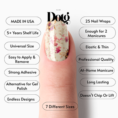 HoneyBee Florals Nail Polish Wraps DIY Manicure & Pedicure Stickers Nail Decal Strips