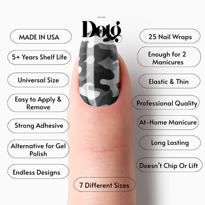 Gray Camo Nail Wraps DIY Manicure Stickers Army Nail Decal Strips