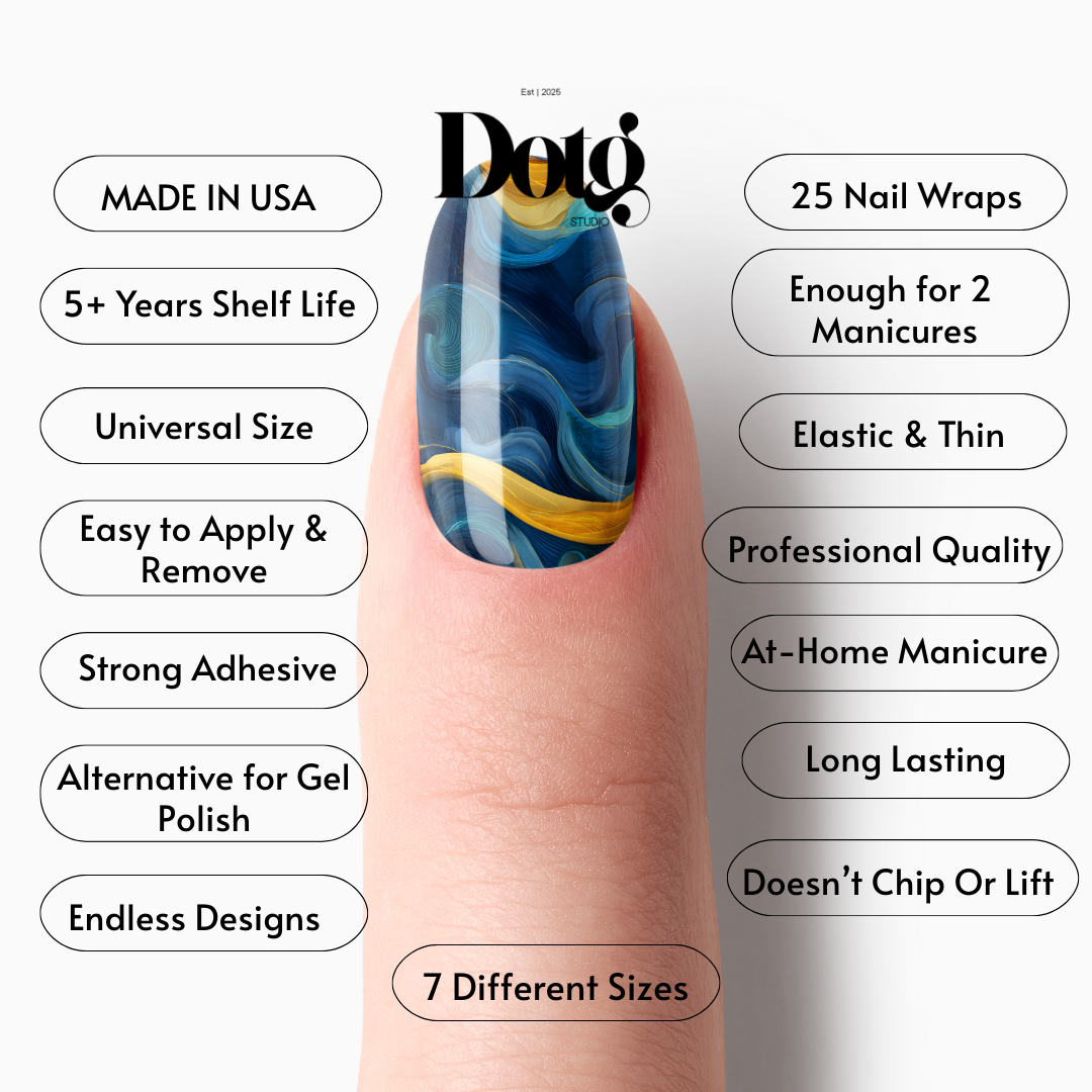 Abstract Swirl Nail Wraps DIY Manicure & Pedicure Nail Stickers Blue Sea Decal Strips