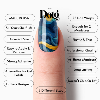 Abstract Swirl Nail Wraps DIY Manicure & Pedicure Nail Stickers Blue Sea Decal Strips