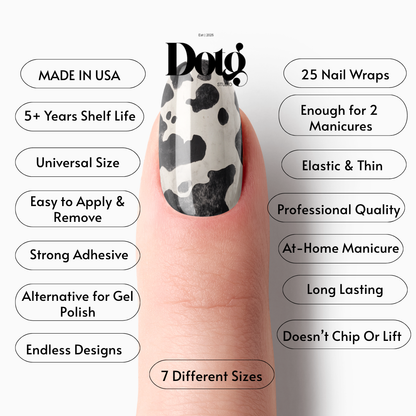 Cow Print Nail Wraps Black White Pattern Long Lasting Gel Alternative Statement Nails