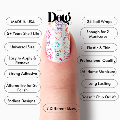Back To School Doodle Nail Wraps DIY Manicure & Pedicure Teacher Appreciation Nail Stickers Classroom