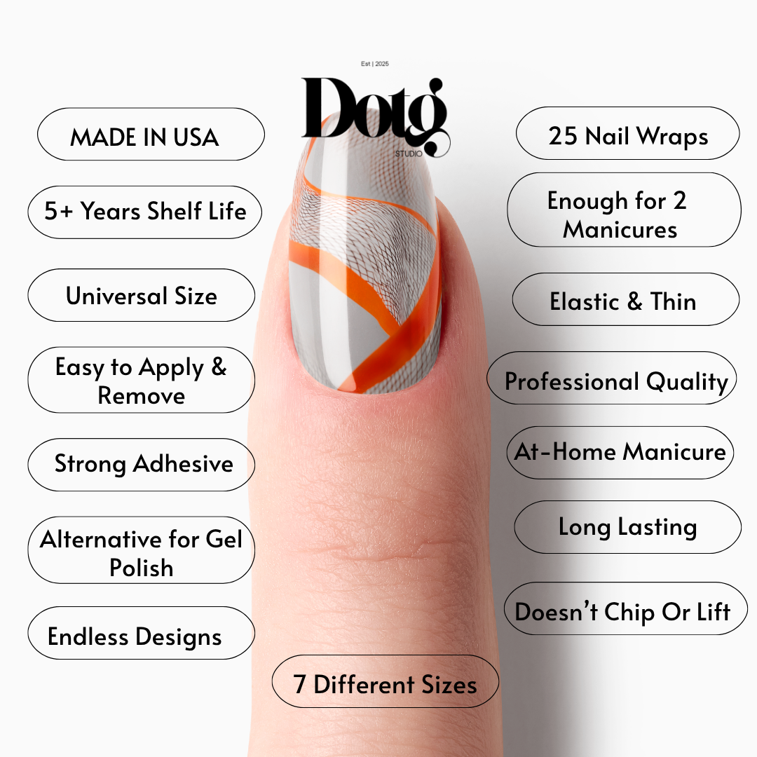 Orange Swirl Nail Wraps • Minimalist Sheer Abstract Strips • Manicure & Pedicure Stickers