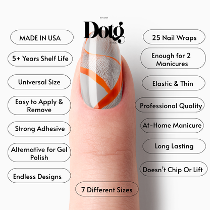 Orange Swirl Nail Wraps • Minimalist Sheer Abstract Strips • Manicure & Pedicure Stickers