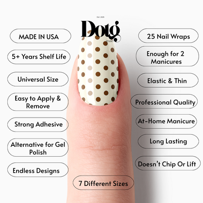 Cream Polka-Dot Nail Wraps DIY Manicure Stickers Retro Nail Decal Strips