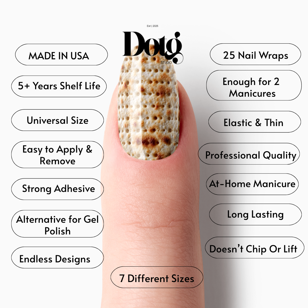 Matzah Nail Polish Wraps DIY Manicure & Pedicure Stickers Passover Nail Decal Strips