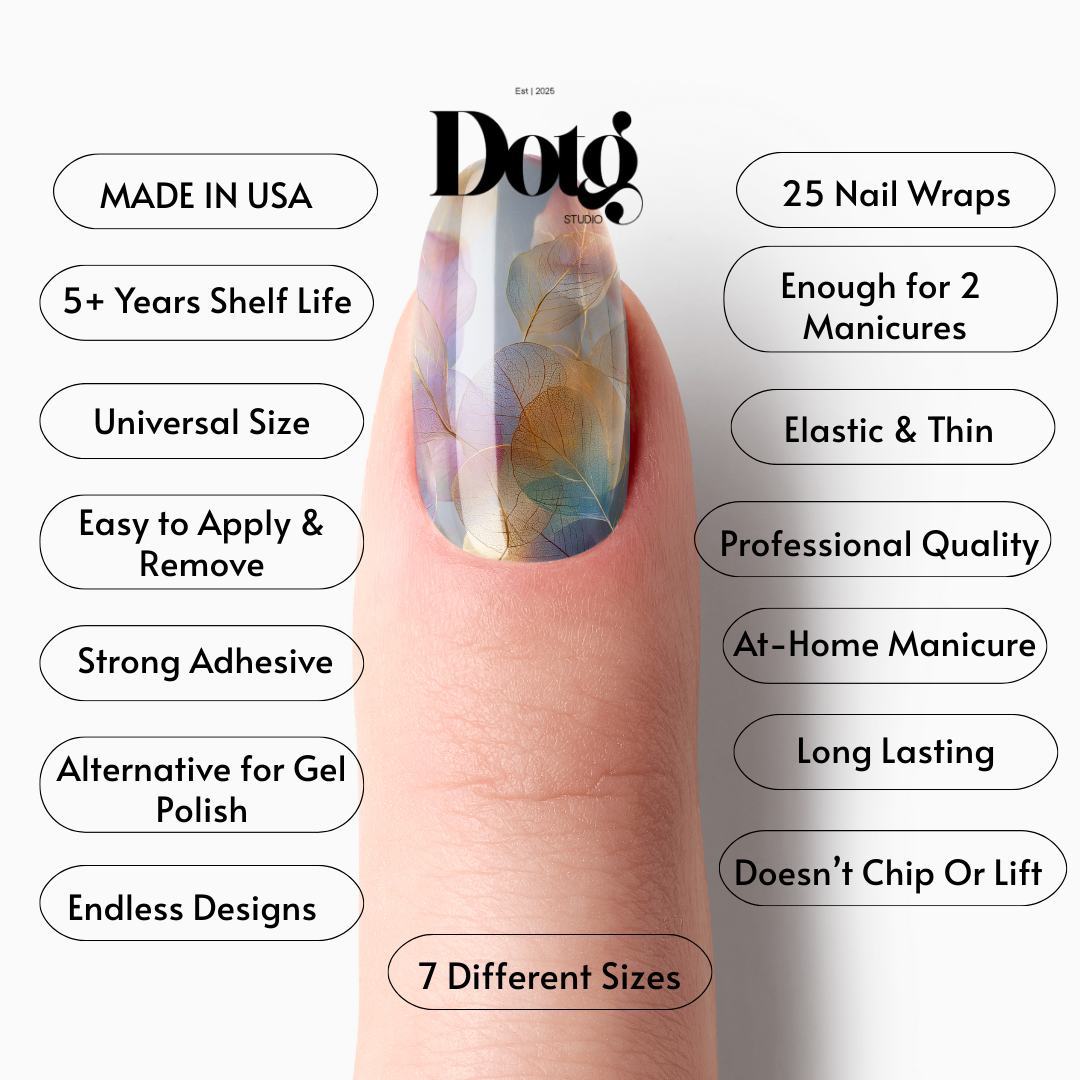 Dream Leaf Nail Polish Wraps DIY Manicure and Pedicure Nail Stickers Iridescent Decal Strips