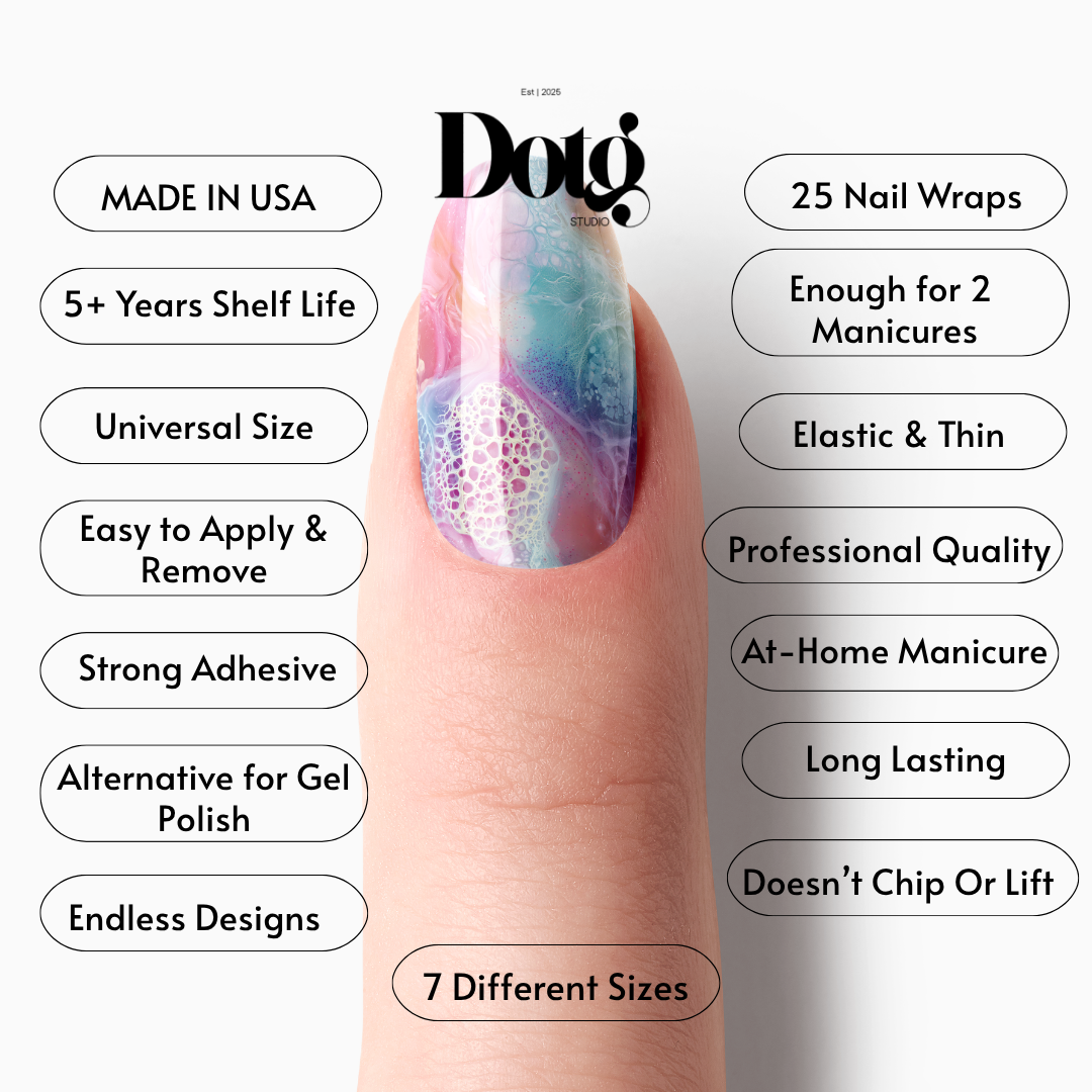 Pastel Fluid Art Nail Polish Wraps DIY Manicure & Pedicure Girly Nail Stickers Decal Strips