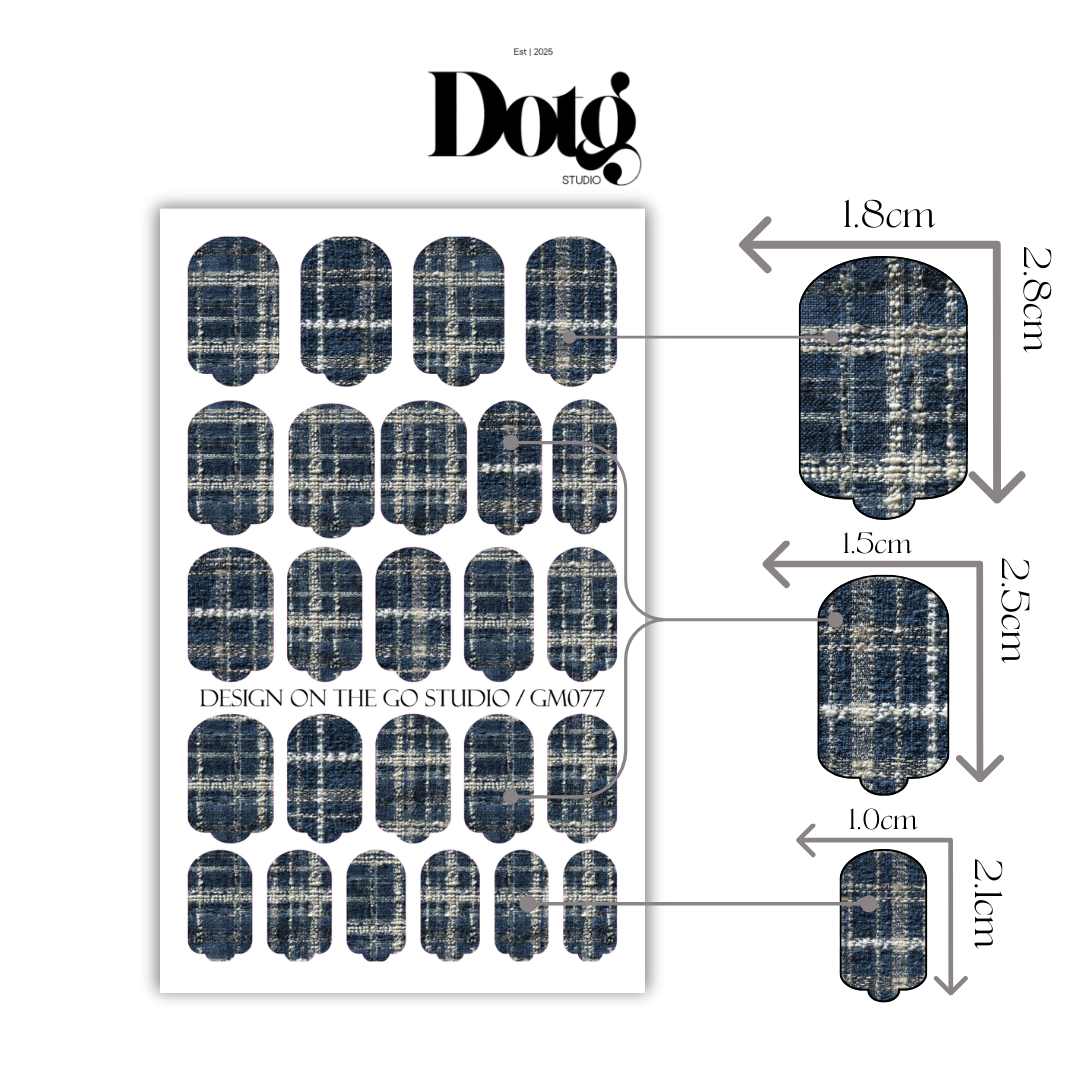 Blue Tweed Nail Wraps DIY Manicure & Pedicure Nail Stickers Decal Strips