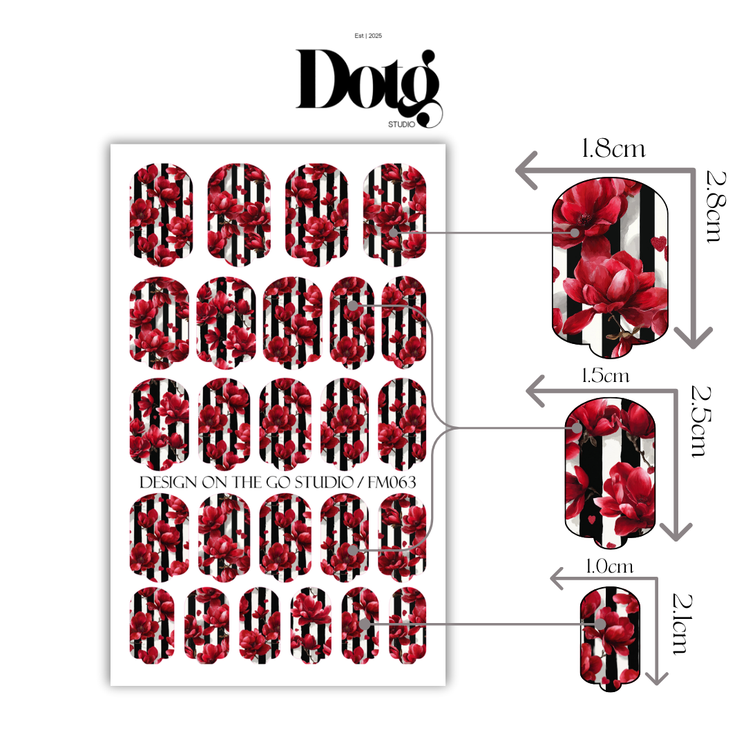 Ruby Magnolia Nail Wraps DIY Manicure & Pedicure Nail Stickers Decal Strips