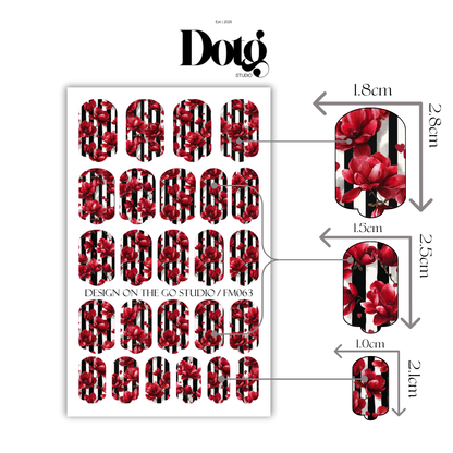 Ruby Magnolia Nail Wraps DIY Manicure & Pedicure Nail Stickers Decal Strips