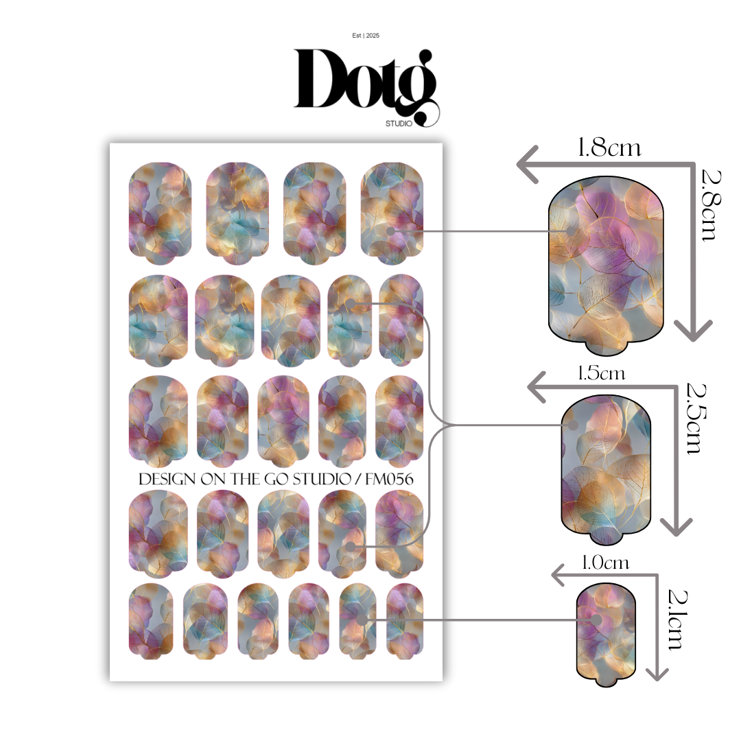 Dream Leaf Nail Polish Wraps DIY Manicure and Pedicure Nail Stickers Iridescent Decal Strips