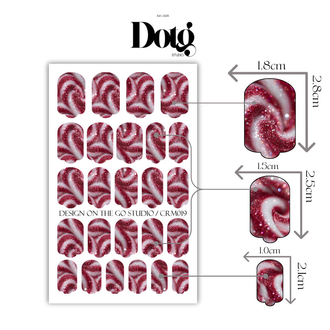 Peppermint Swirl Nail Polish Wraps DIY Christmas Manicure Stickers Nail Decal Strips