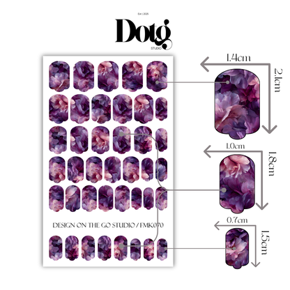 Midnight Petal Print Nail Polish Wraps DIY Manicure & Pedicure Floral Stickers for Gift