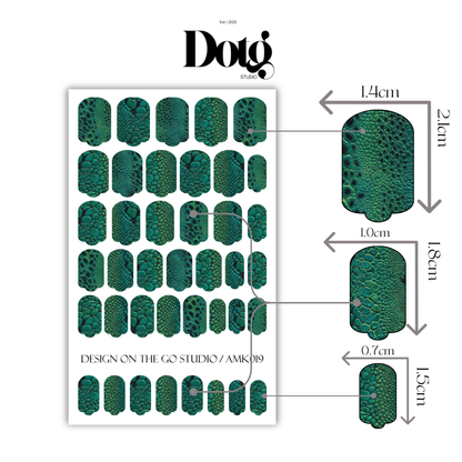 Emerald Snake Skin Nail Polish Wraps DIY Manicure & Pedicure Stickers Nail Decal Strips