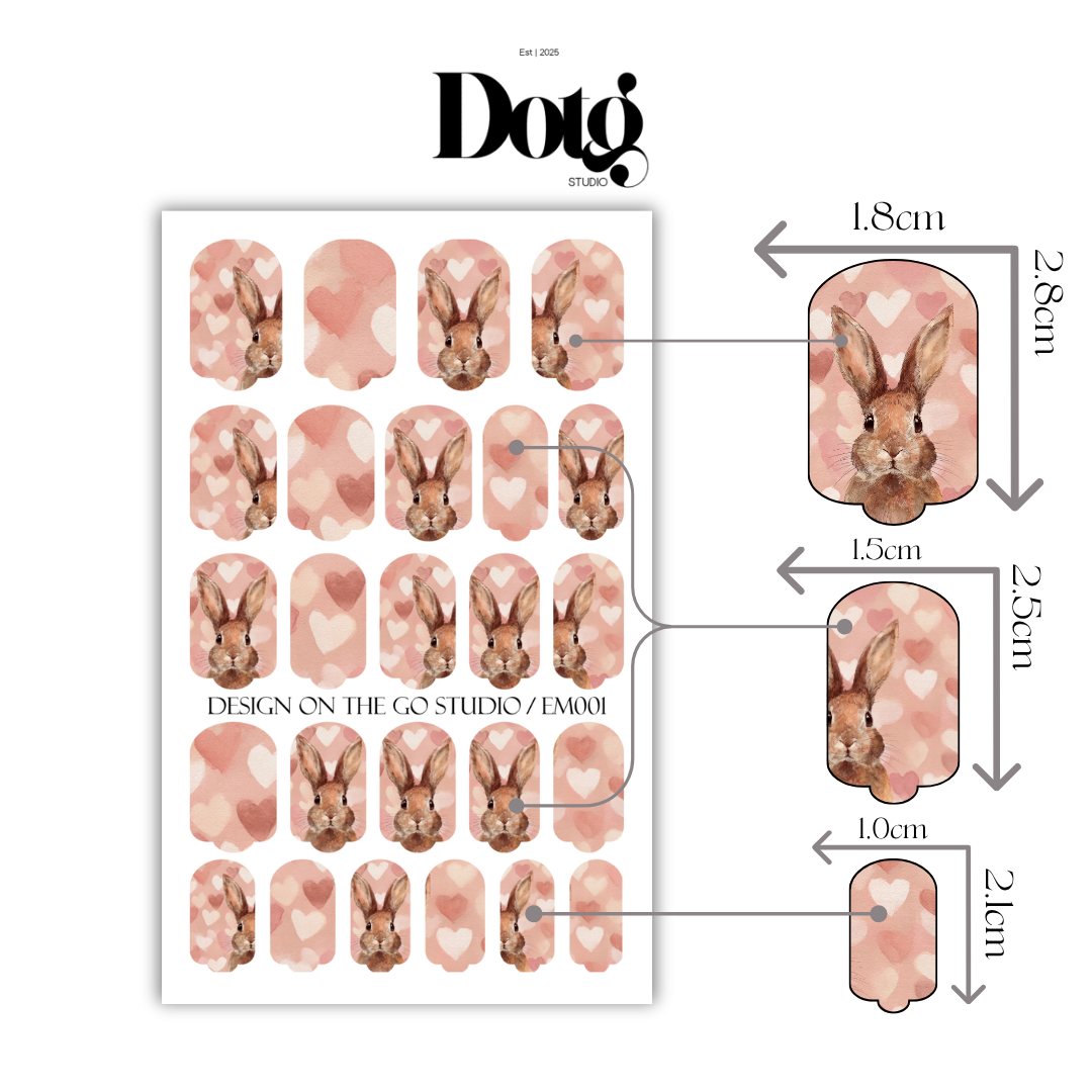 Easter Bunny Nail Polish Wraps DIY Manicure & Pedicure Stickers Nail Decal Strips