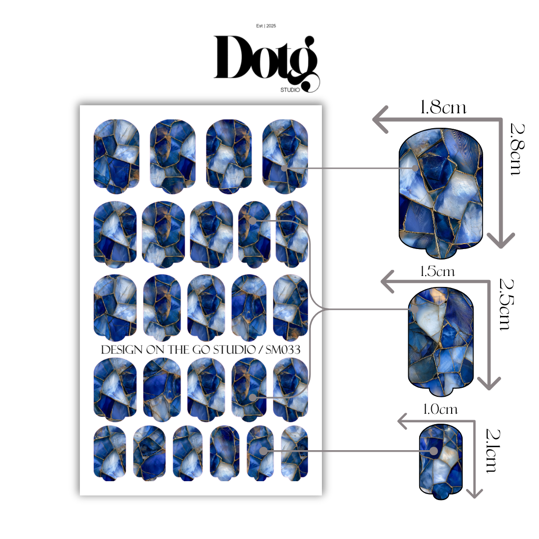 Blue Stone Nail Polish Wraps DIY Manicure & Pedicure Geometric Abstract Nail Stickers Decal Strips