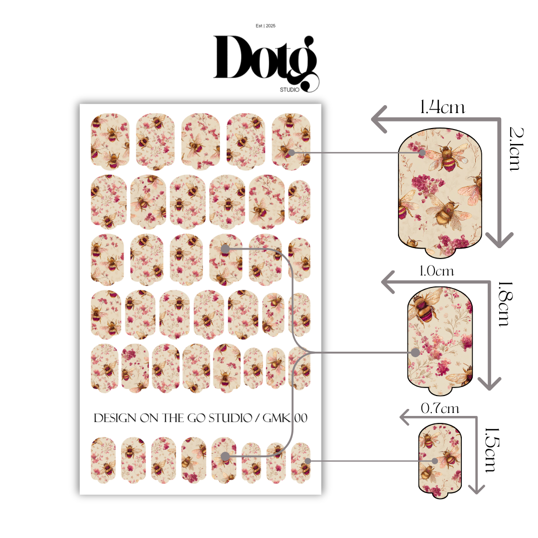 HoneyBee Florals Nail Polish Wraps DIY Manicure & Pedicure Stickers Nail Decal Strips
