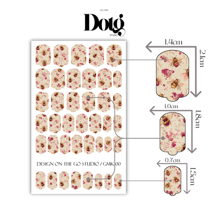 HoneyBee Florals Nail Polish Wraps DIY Manicure & Pedicure Stickers Nail Decal Strips
