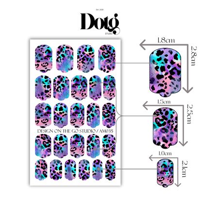 Fuchsia Leopard Nail Polish Wraps DIY Manicure & Pedicure  Iridescent Gradients Nail Stickers Decal Strips